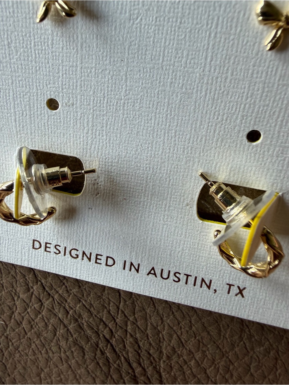 Kendra Scott 14K Gold Over Brass bow Stud and twisted hoop Earring Set - Gold - Picture 3 of 4